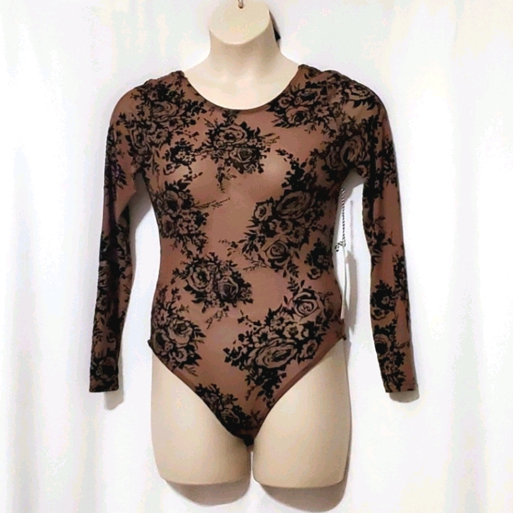Sheer Floral Velvet Bodysuit
